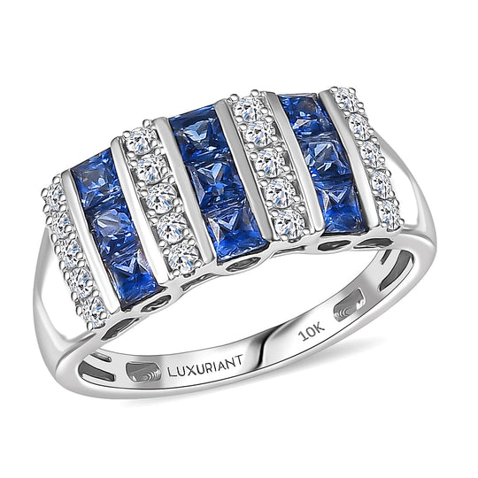Luxuriant - AAA Ceylon-Saphir, Lab Grown Diamant AGI zertifiziert Ring 417 Gold (Größe 17.00) ca. 1.40 ct