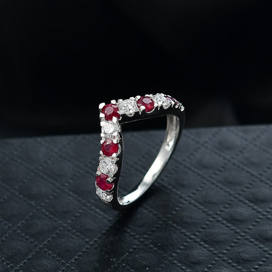 Luxuriant - AAA Natürlicher Mosambik-Rubin, Lab Grown Diamant AGI zertifiziert Ring 417 Gold (Größe 17.00) ca. 1.40 ct
