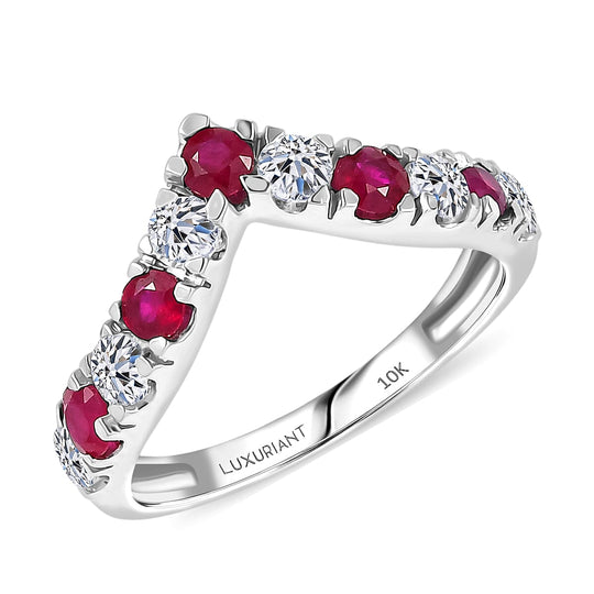 Luxuriant - AAA Natürlicher Mosambik-Rubin, Lab Grown Diamant AGI zertifiziert Ring 417 Gold (Größe 17.00) ca. 1.40 ct