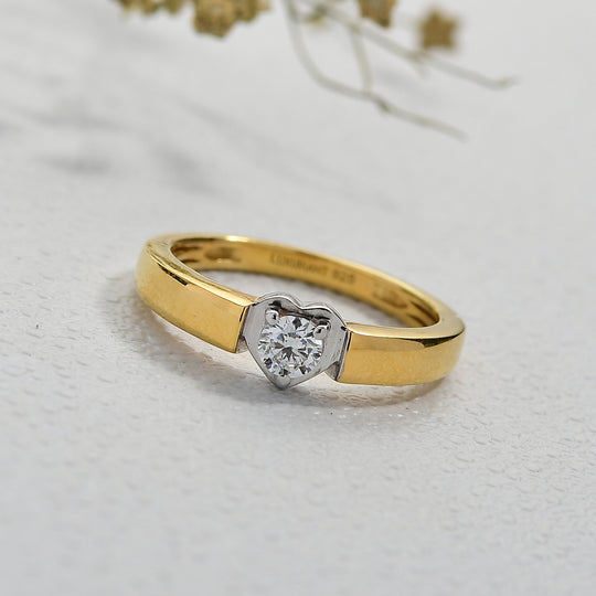 LUXURIANT SI-GH Labor Diamant Solitär Ring, 925 Silber rhodiniert und 750 Gelbgold Vermeil - 0,20 ct.