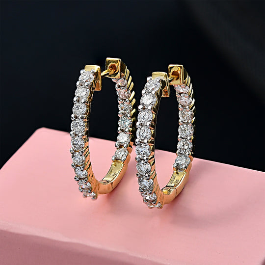 LUXURIANT DIAMOND - Lab Grown Diamant SI-GH Ohrringe 925 Silber 750 Gelbgold Vermeil ca. 2,00 ct.