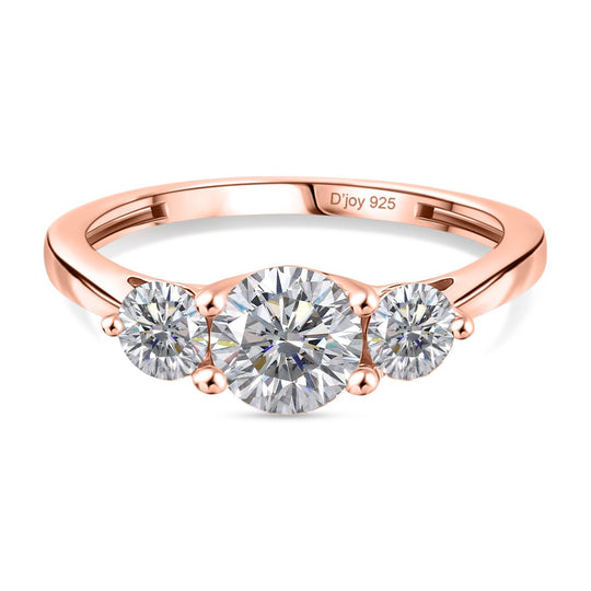 D'Joy Moissanit Ring 925 Silber 750 rosévergoldet (Größe 20.00) ca. 1,22 ct