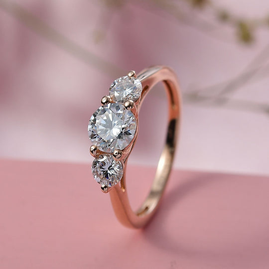 D'Joy Moissanit Ring 925 Silber 750 rosévergoldet (Größe 20.00) ca. 1,22 ct