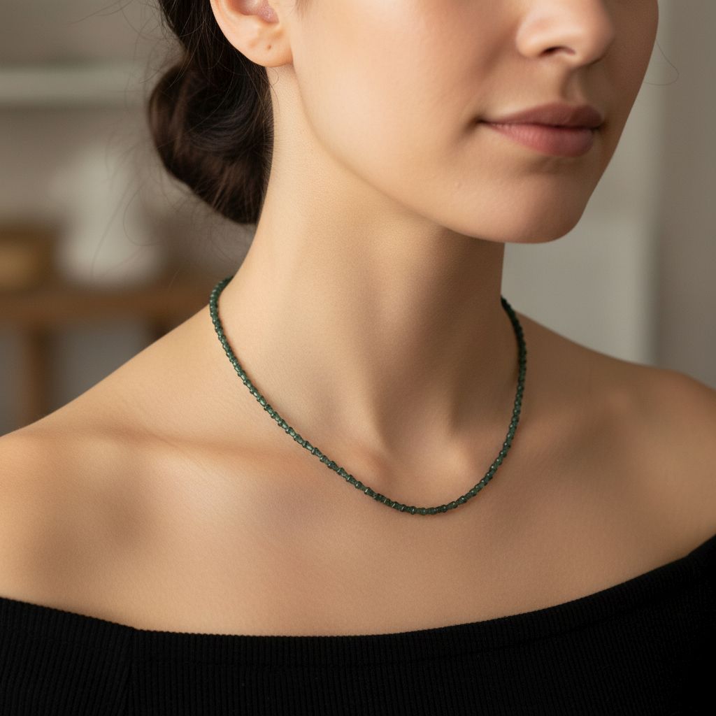 ALLE ERSTE MAL - EXTREM SELTEN D'Joy AAA Natürlicher Olmek Jadeit Halskette ca. 50 cm 925 Silber rhodiniert ca. 58.00 ct
