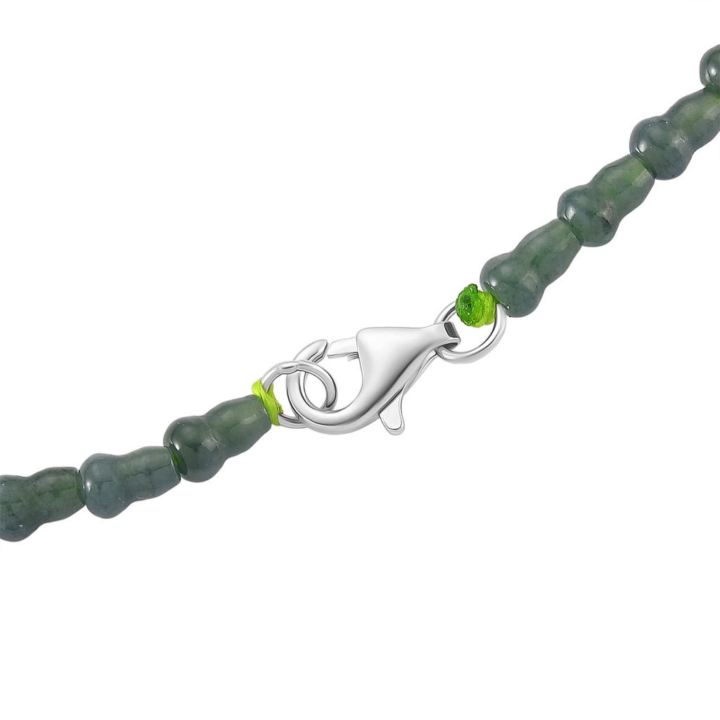 ALLE ERSTE MAL - EXTREM SELTEN D'Joy AAA Natürlicher Olmek Jadeit Halskette ca. 50 cm 925 Silber rhodiniert ca. 58.00 ct