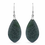 D'Joy Natürlicher Olmek Jadeit Verlangtes Blatt Ohrringe 925 Silber rhodiniert ca. 20.00 ct