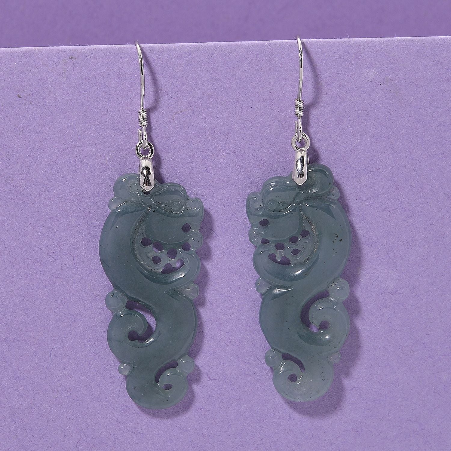D'Joy Natürlicher Olmek Jadeit Ohrringe 925 Silber rhodiniert ca. 20.00 ct
