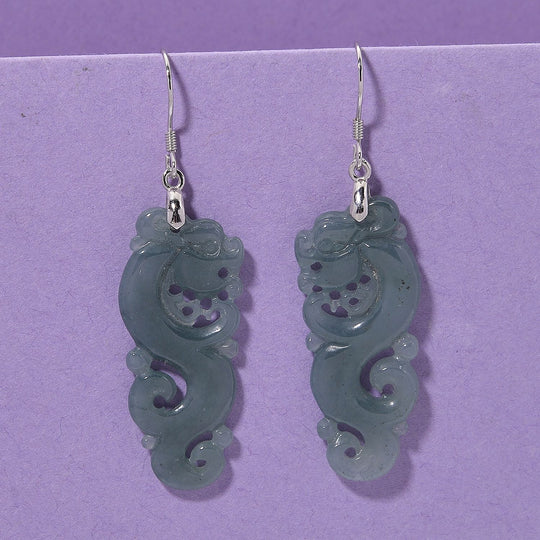 D'Joy Natürlicher Olmek Jadeit Ohrringe 925 Silber rhodiniert ca. 20.00 ct
