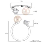 Weiße Süßwasser Perle, Weißer Zirkonia Ring Nickelfreies Messing, Flexibles (Größe 16.00-18.00)