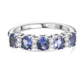 Tansanit, Weißer Zirkon Ring 925 Silber rhodiniert (Größe 17.00) ca. 1.01 ct