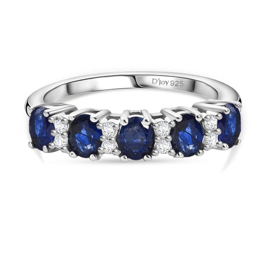 D'Joy Masoala Saphir (Fissure gefüllt), Weißer Zirkon Ring 925 Silber rhodiniert (Größe 19.00) ca. 1,58 ct