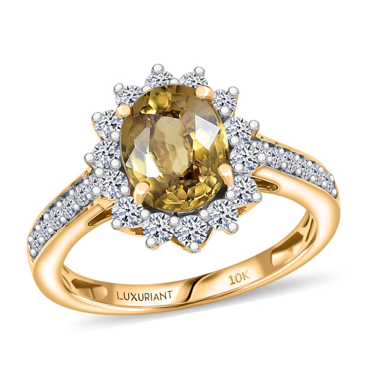 LUXURIANT DIAMOND - AAA Goldener Zirkon, Lab Grown Diamant Ring 417 Gold (Größe 17.00) ca. 3,43 ct