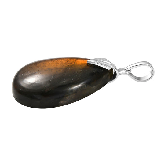 D'Joy Feuer Labradorit Anhänger 925 Silber ca. 33.07 ct