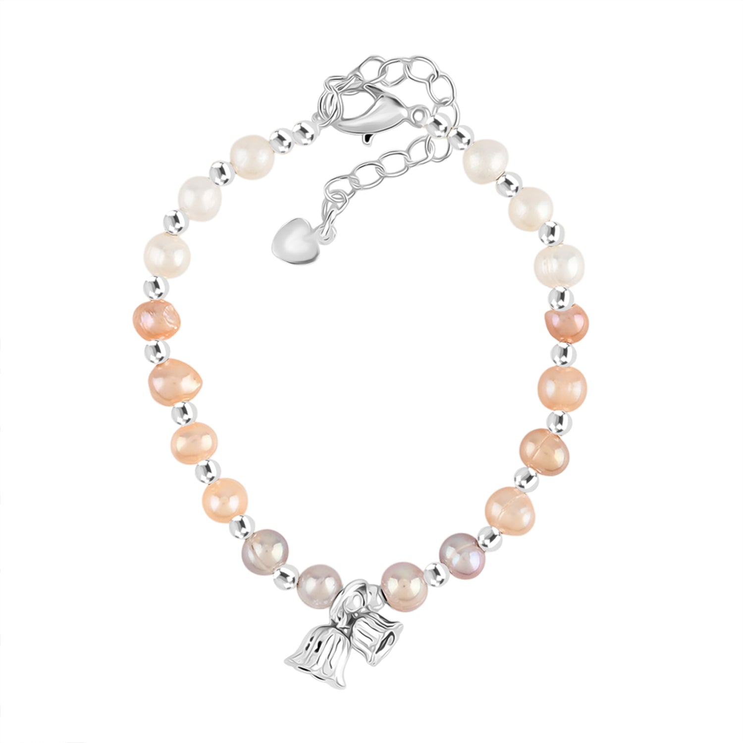 Mehrfarbige Süßwasser Perle Armband ca. 15.25 cm + 5 cm Extender, Nickelfreies Messing Silberfarben