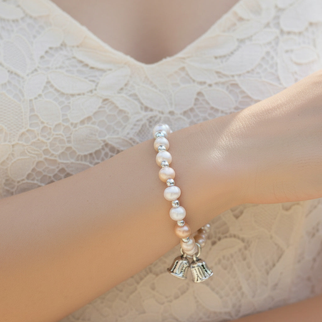 Mehrfarbige Süßwasser Perle Armband ca. 15.25 cm + 5 cm Extender, Nickelfreies Messing Silberfarben