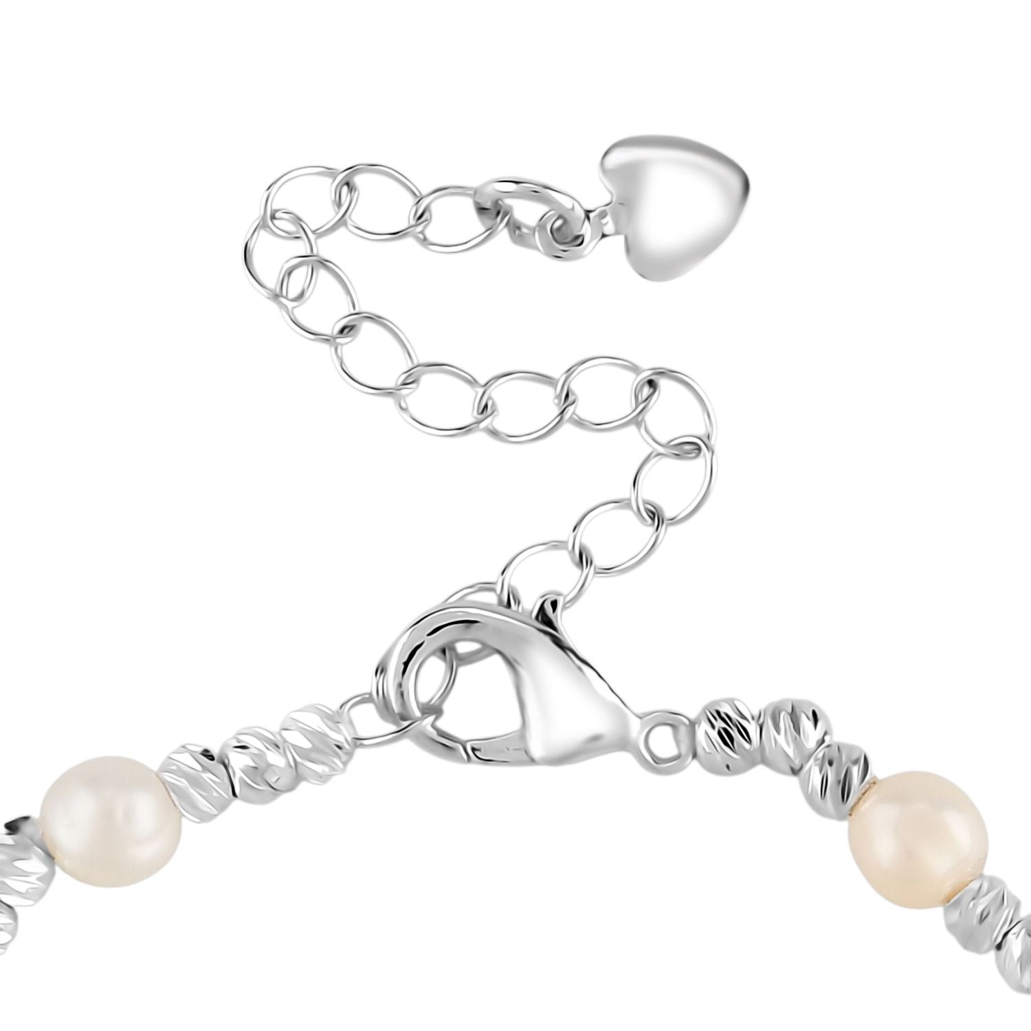 Weiße Muschelkernperle, Weiße Süßwasser Perle Armband ca. 15.25 cm + 3.5 cm Extender, Nickelfreies Messing Silberfarben