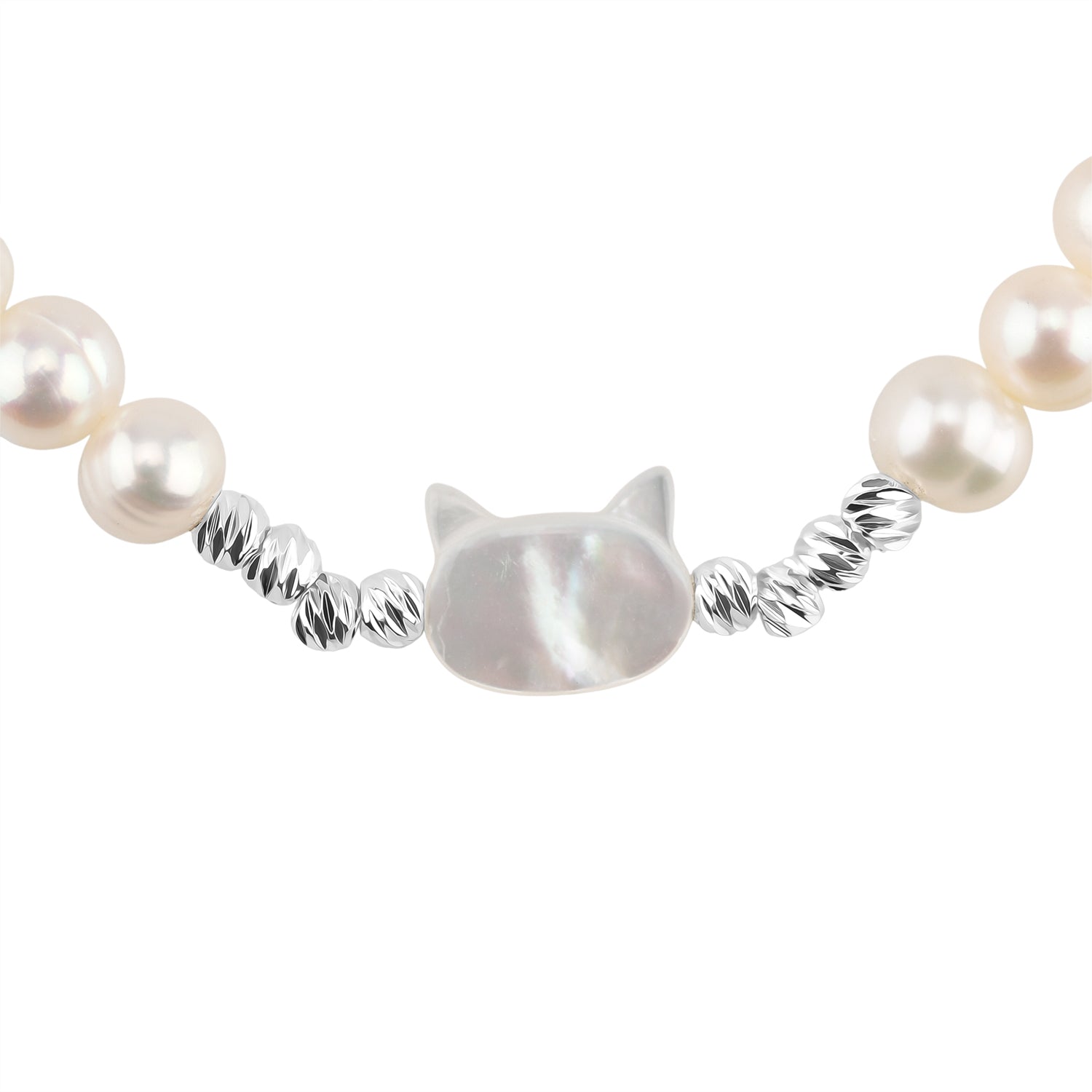Weiße Muschelkernperle, Mehrfarbige Süßwasser Perle Armband ca. 15.25 cm + 3.5 cm Extender, Nickelfreies Messing Silberfarben