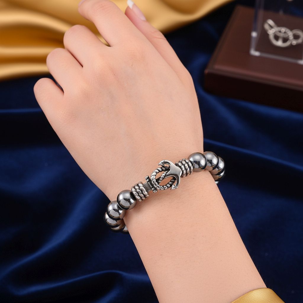 Terahertz Armband ca. Flexibles cm Reiner Edelstahl Schwarz oxidiert ca. 120.00 ct