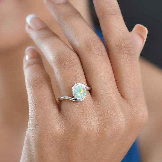 D'Joy Natürlicher, äthiopischer Welo Opal Ring 925 Silber rhodiniert (Größe 17.00) ca. 0,87 ct