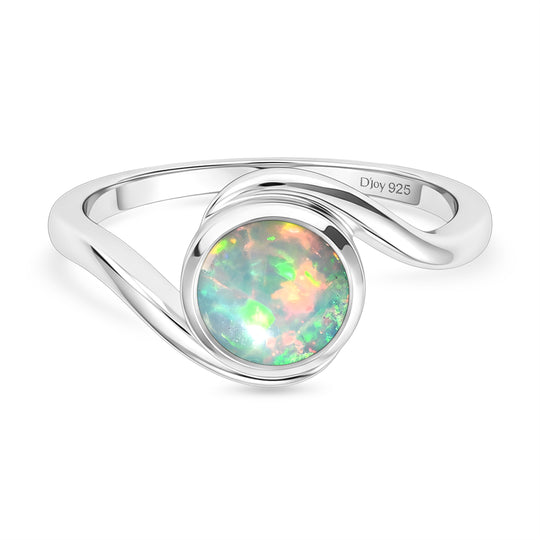 D'Joy Natürlicher, äthiopischer Welo Opal Ring 925 Silber rhodiniert (Größe 17.00) ca. 0,87 ct