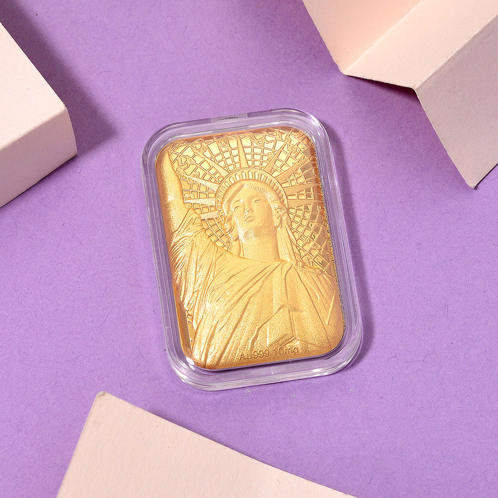 999er Goldfolie mit Freiheitsstatue-Motiv, 4,5x3,1cm, 10mg