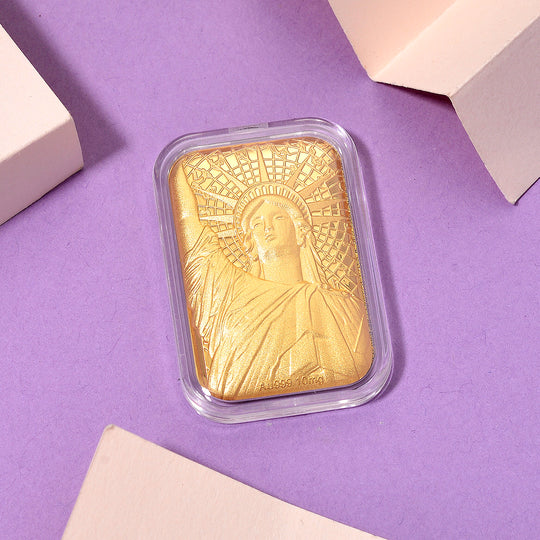 999er Goldfolie mit Freiheitsstatue-Motiv, 4,5x3,1cm, 10mg