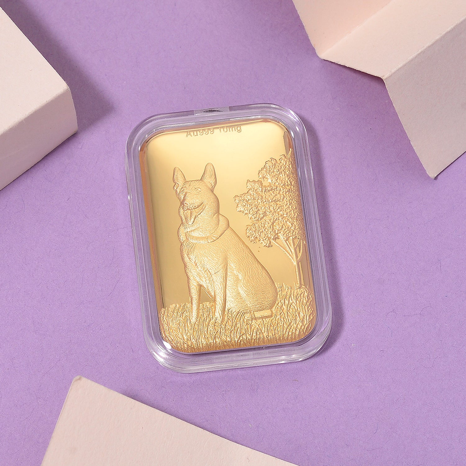 999er Goldfolie mit Hund-Motiv, 2,6x4cm, 10mg