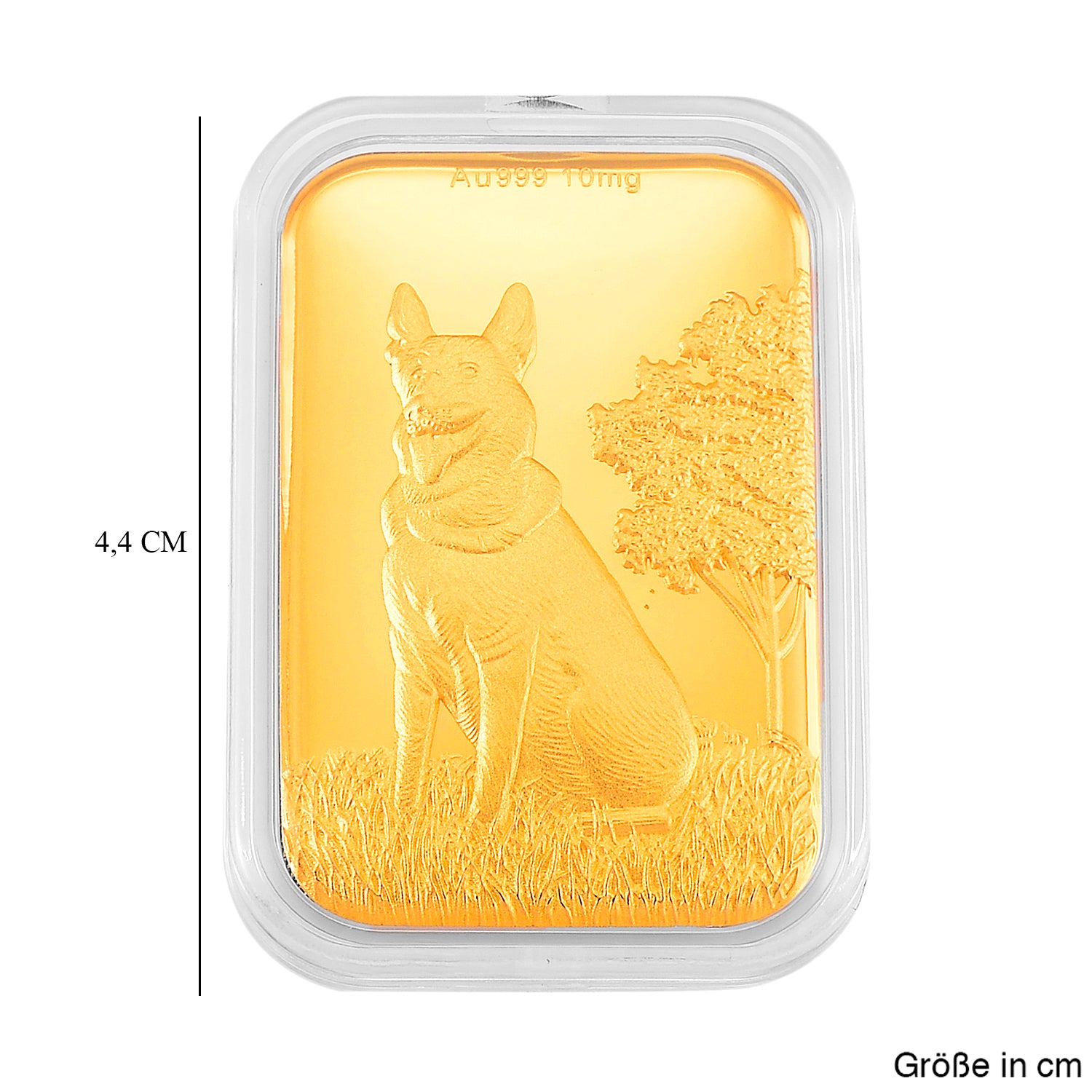 999er Goldfolie mit Hund-Motiv, 2,6x4cm, 10mg