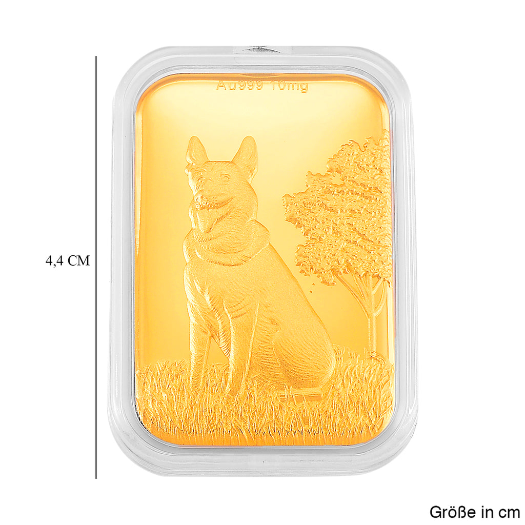 999er Goldfolie mit Hund-Motiv, 2,6x4cm, 10mg