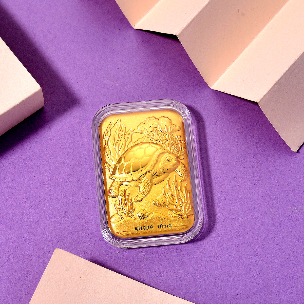999er Goldfolie mit Schildkrötenmotiv, 4,5x3,1cm, 10mg