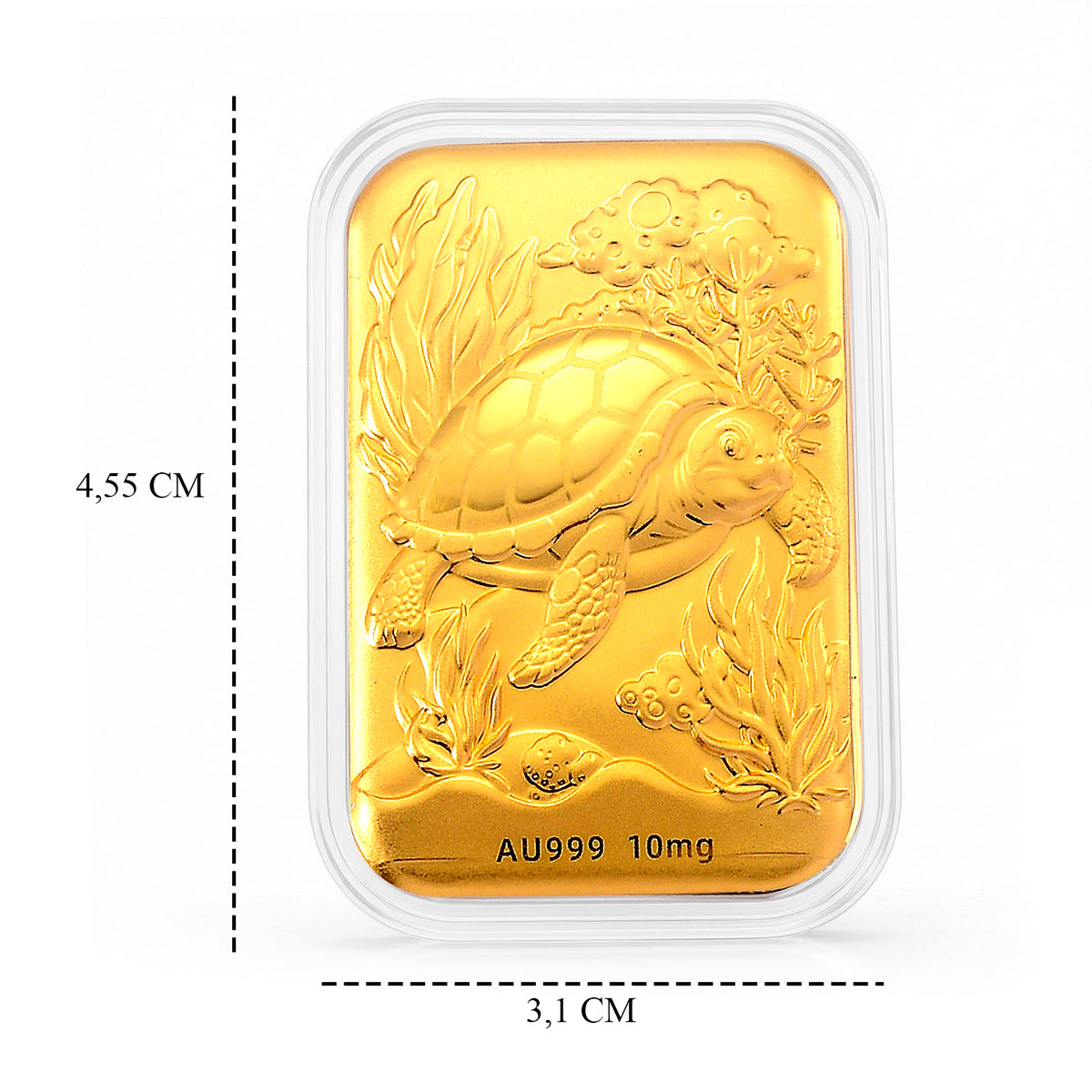 999er Goldfolie mit Schildkrötenmotiv, 4,5x3,1cm, 10mg