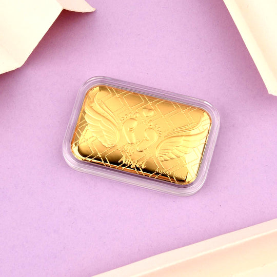 EXKLUSIVES GESCHENK - 999er Goldfolie mit Babyfuß 10mg