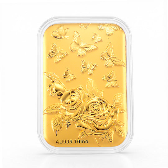EXKLUSIVES GESCHENK - 999er Goldfolie mit Rose-Motiv 10mg