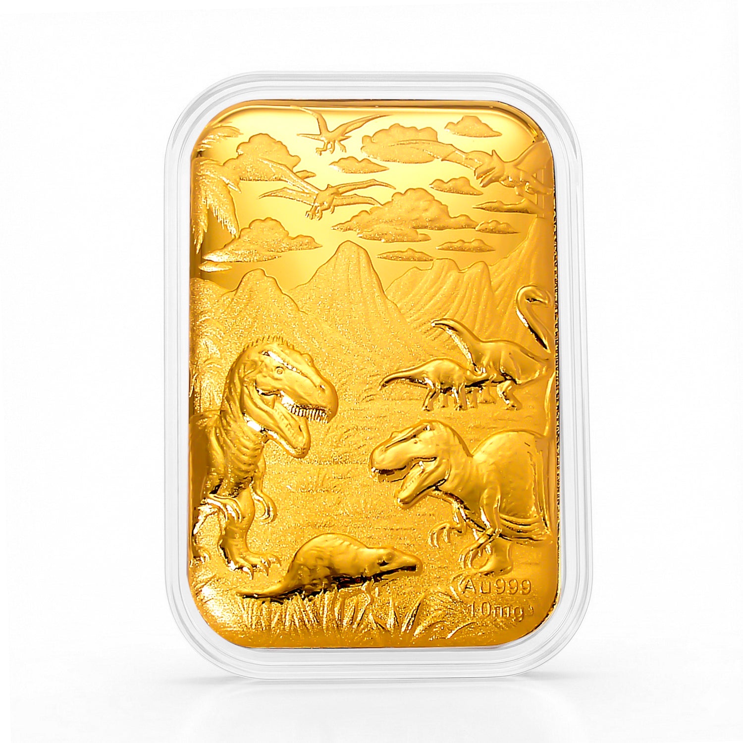 EXKLUSIVES GESCHENK - 999er Goldfolie mit Dinosaurier, 10mg