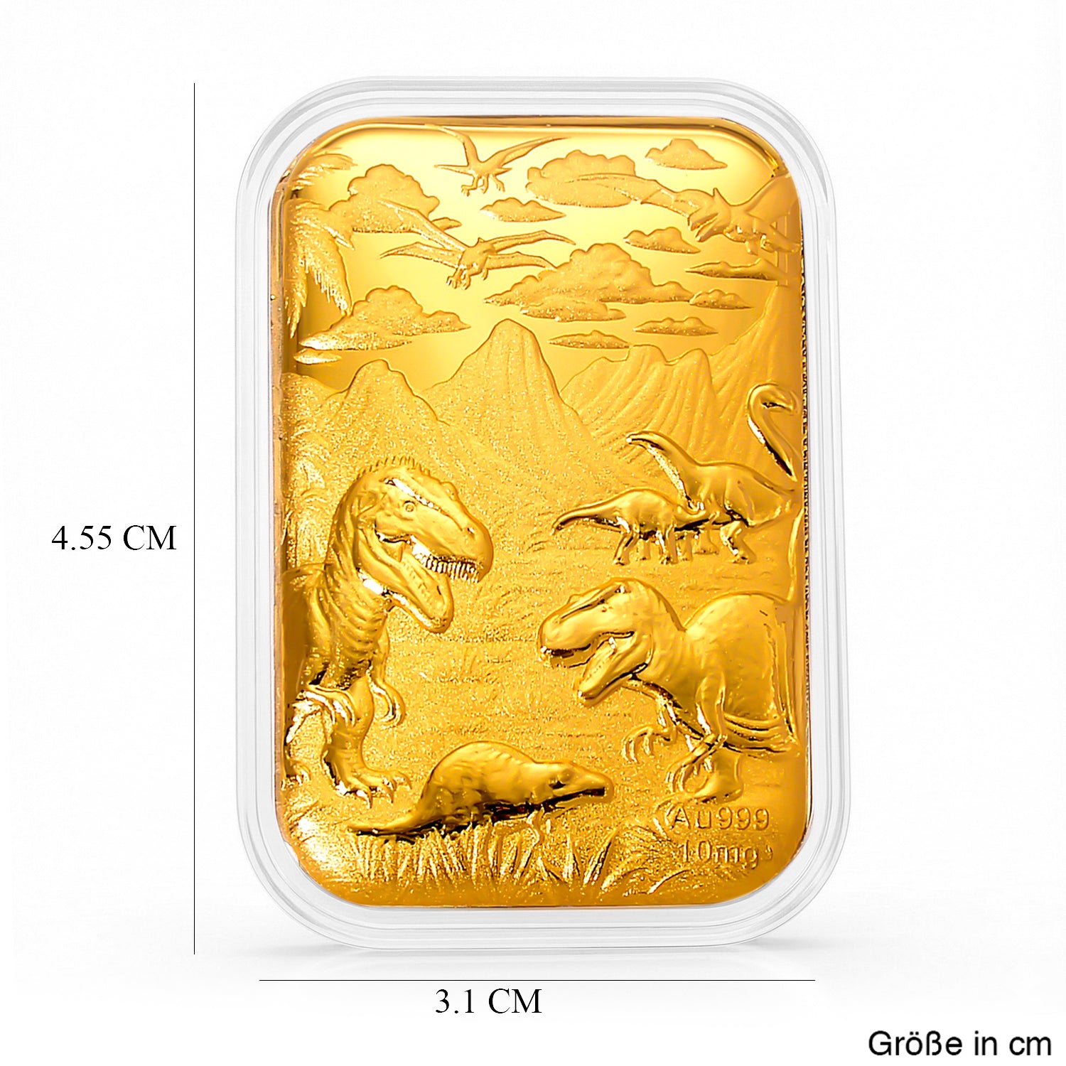 EXKLUSIVES GESCHENK - 999er Goldfolie mit Dinosaurier, 10mg