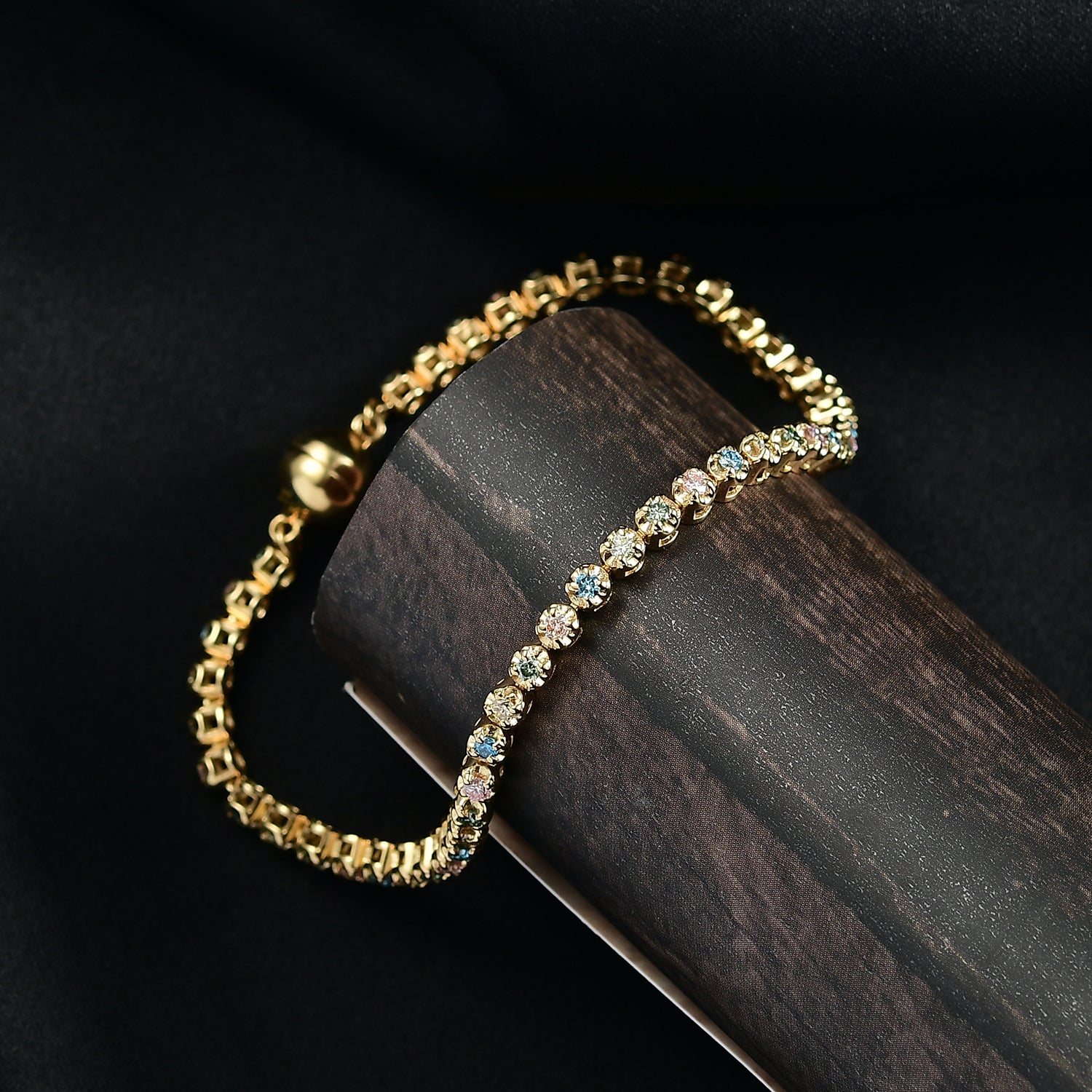 LUXURIANT DIAMOND - Lab Grown Mehrfarbiger Diamant SI-GH SGL zertifiziert Armband ca. 19 cm 925 Silber 750 Gelbgold Vermeil ca. 2.00 ct