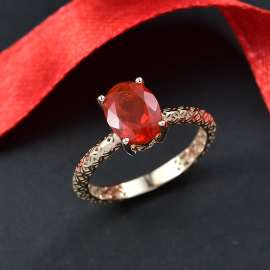 AAAA Feueropal Ring 375 Gold (Größe 17.00) ca. 1.32 ct