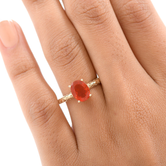 AAAA Feueropal Ring 375 Gold (Größe 17.00) ca. 1.32 ct