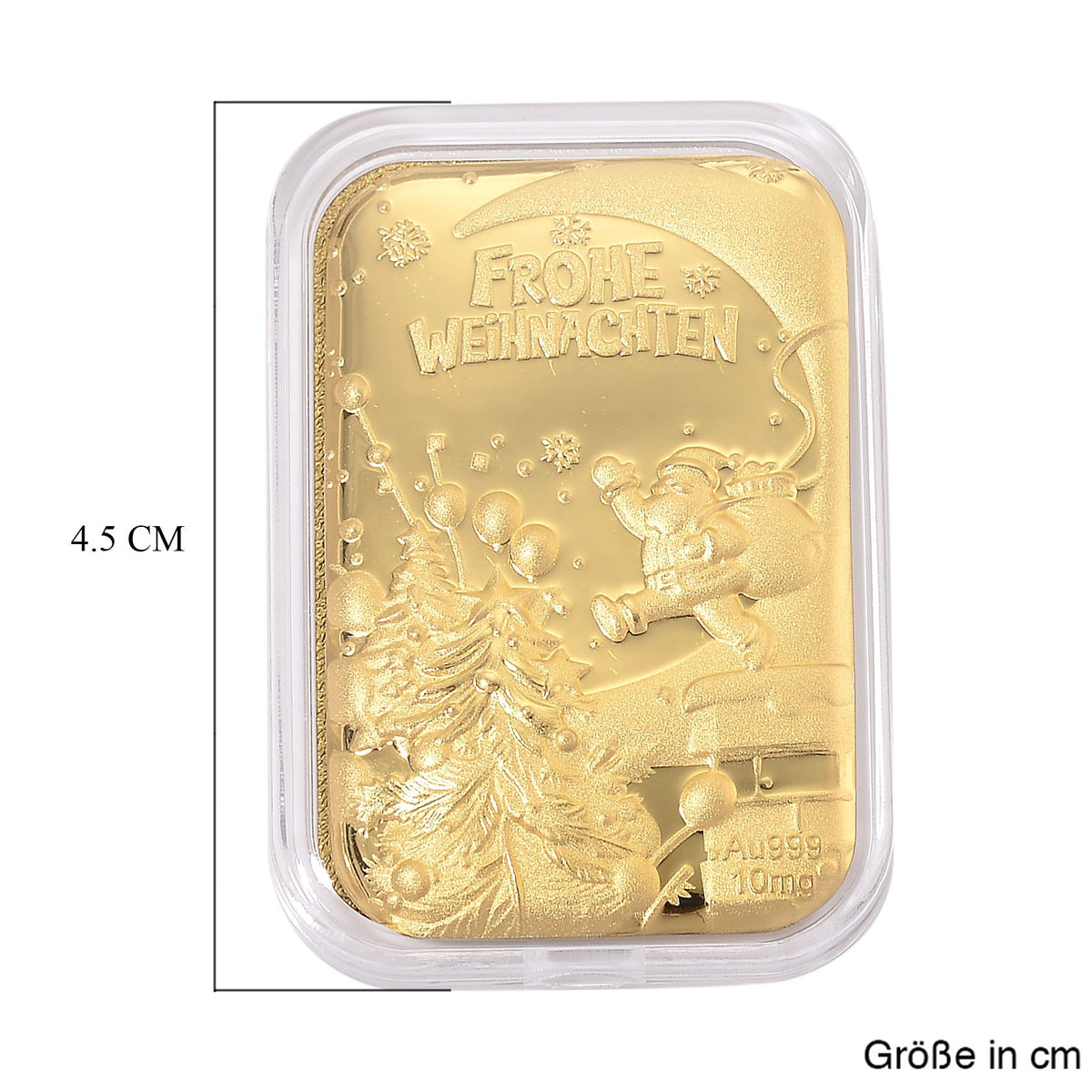 999er Feingoldplatte mit Frohe Weihnachten Motiv, 10mg 999 Gold