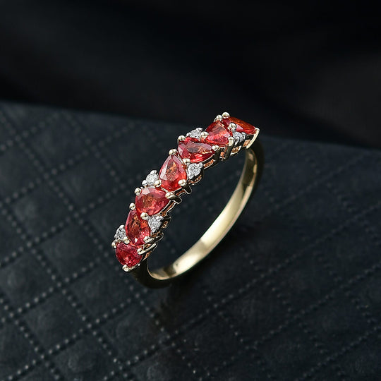 Luxuriant - AAA Orange Saphir, Lab Grown Diamant AGI zertifiziert Ring 417 Gold (Größe 19.00) ca. 1.81 ct