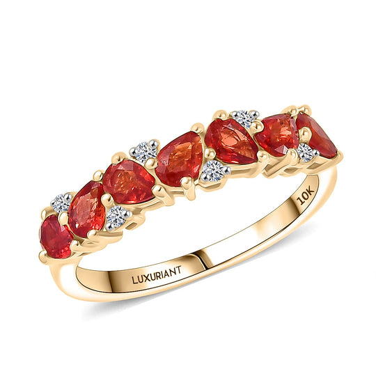 Luxuriant - AAA Orange Saphir, Lab Grown Diamant AGI zertifiziert Ring 417 Gold (Größe 19.00) ca. 1.81 ct