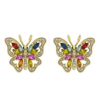 CLARTE AA Mehrfarbig Saphir, Moissanit Ohrringe 925 Silber Gelbes Gold ca. 2,41 ct.