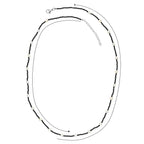 Schwarzer Spinell, Süßwasser Perle (2-2.5 mm) Halskette ca. 60 cm + 5 cm Extender, 316L Edelstahl