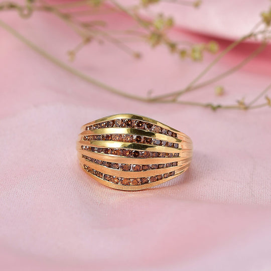 LUXURIANT DIAMOND - Lab Grown Roter Diamant SI Ring 925 Silber 750 Gelbgold vermeil (Größe 17.00) ca. 1.50 ct