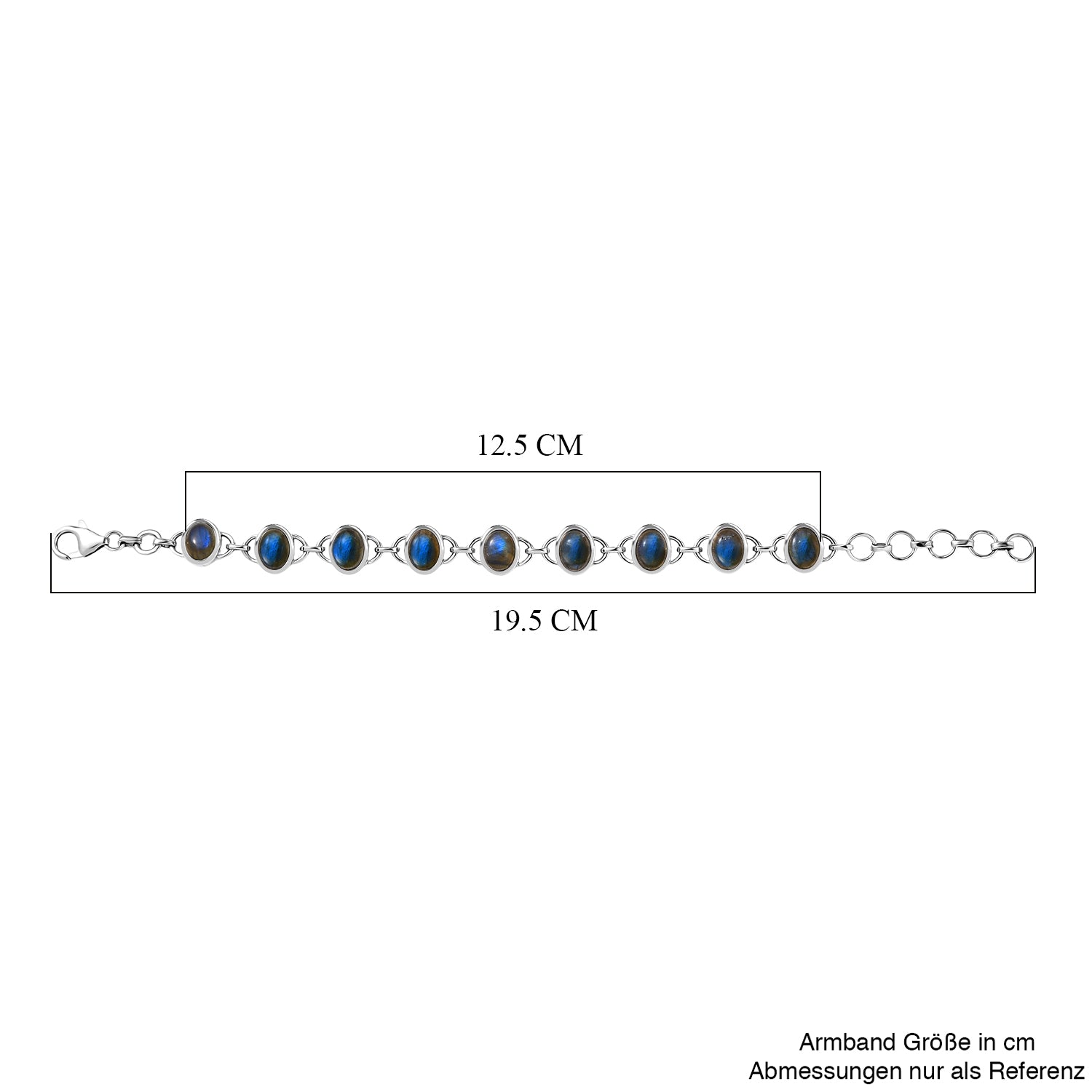 D'Joy AAA Labradorit Armband ca. 19 cm 925 Silber Rhodiniert ca. 12.98 ct