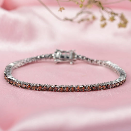 LUXURIANT DIAMOND - Lab Grown Roter Diamant SI Armband ca. 16.5 cm 925 Silber Rhodiniert ca. 3.00 ct