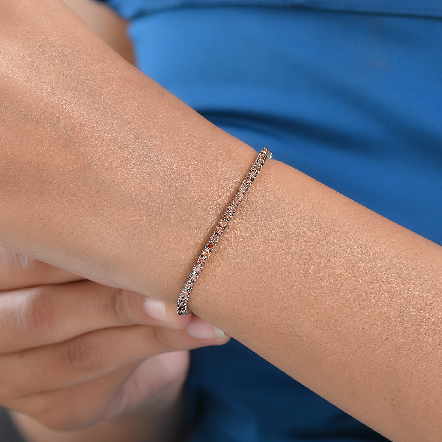 LUXURIANT DIAMOND - Lab Grown Roter Diamant SI Armband ca. 16.5 cm 925 Silber Rhodiniert ca. 3.00 ct