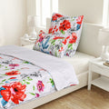 6-teiliges Bettwäsche-Set, Bunte Floralprint, 135x200cm, Weiß