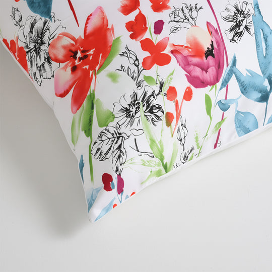6-teiliges Wendebettwäsche-Set mit Blumenmuster, ca. 75 gsm, 2 Bettbezüge und 4 Kissenbezüge, 135 x 200 cm, Weiß