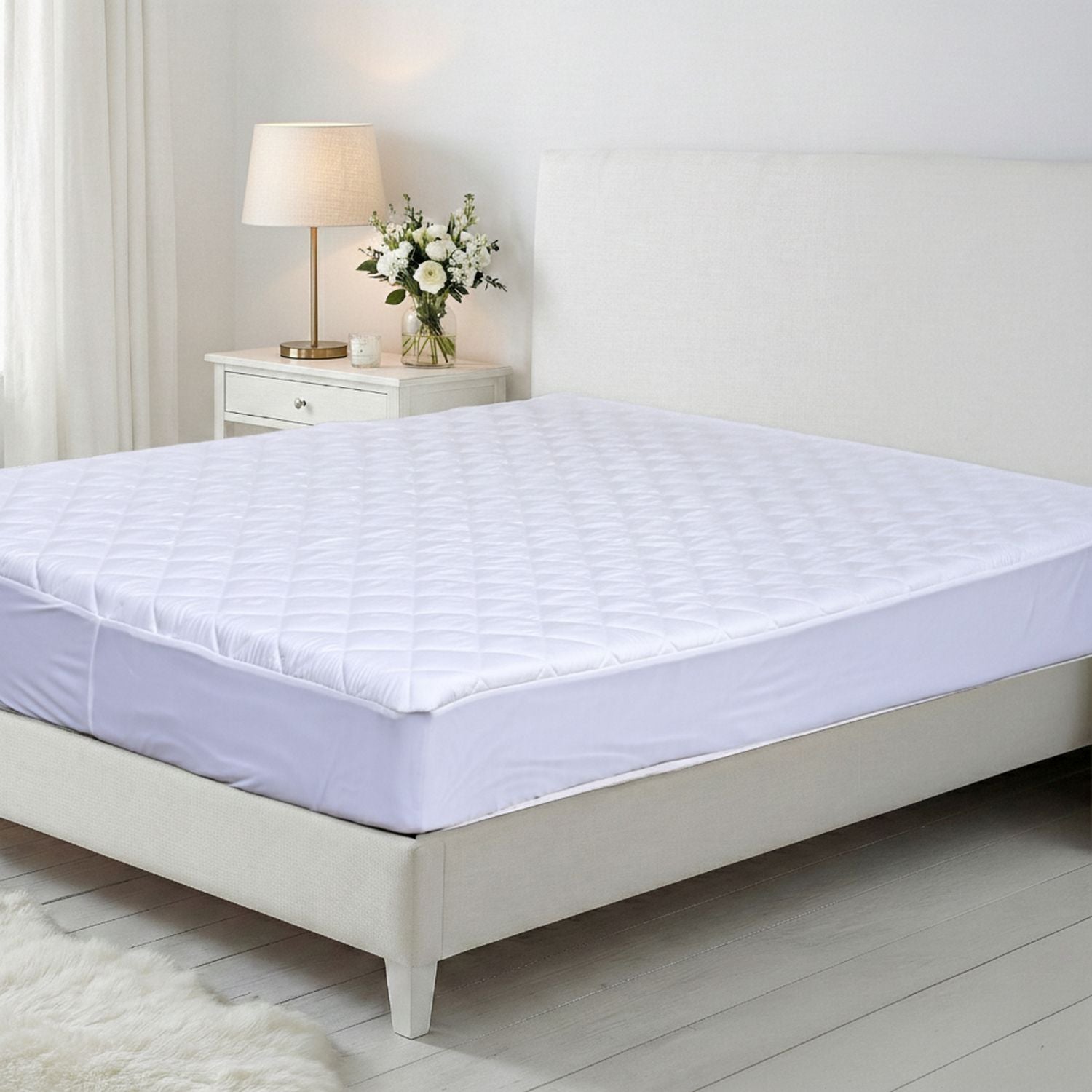 LIVMORE Gestepptes Tencel Wasserdichtes Matratzentopper King Size 150 x 200 + 30 cm Weiß